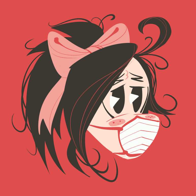 illustration of a girl with face mask and ponytail